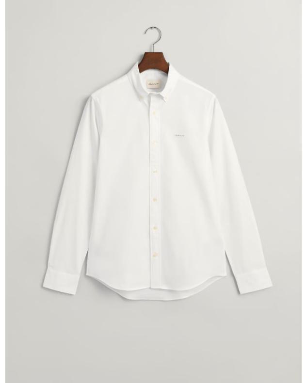 Πουκάμισο GANT Slim-Fit Pinpoint Oxford White