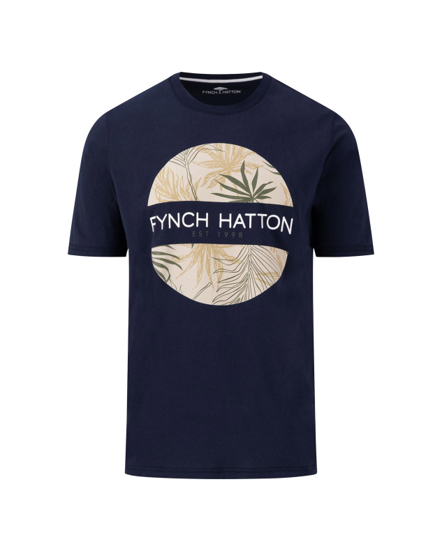 Μπλούζα FYNCH HATTON Front Print Leaves Navy