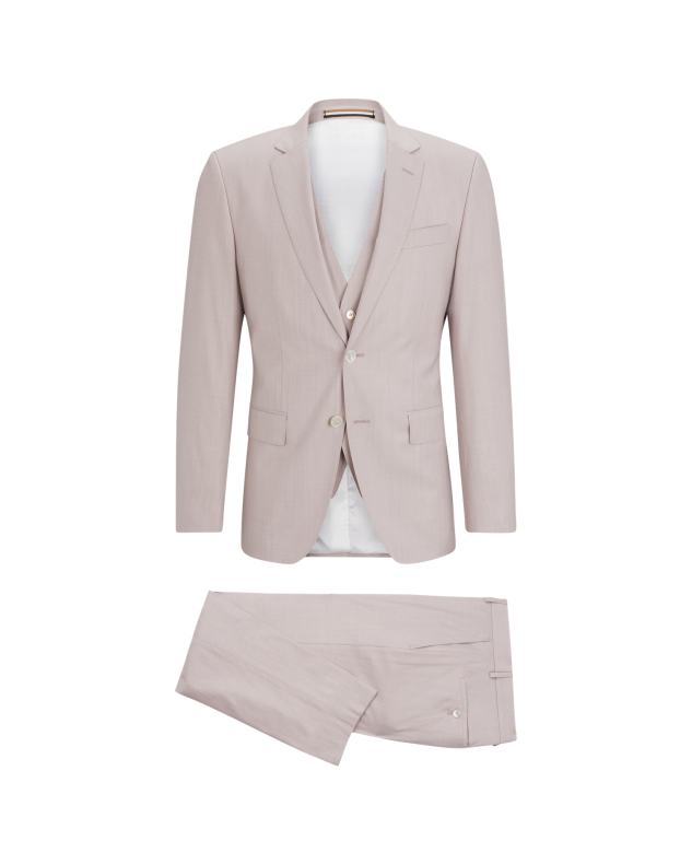 Κοστούμι Σετ BOSS H-Huge-3pcs-232 Slim Fit Melange Wool Blend Light Pink