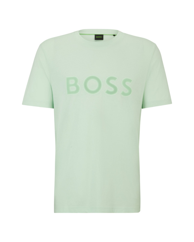 Μπλούζα BOSS Tee 1 Regular Fit Mesh Logo Light Green