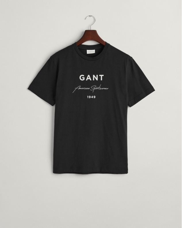 Μπλούζα GANT Script Graphic Printed Black