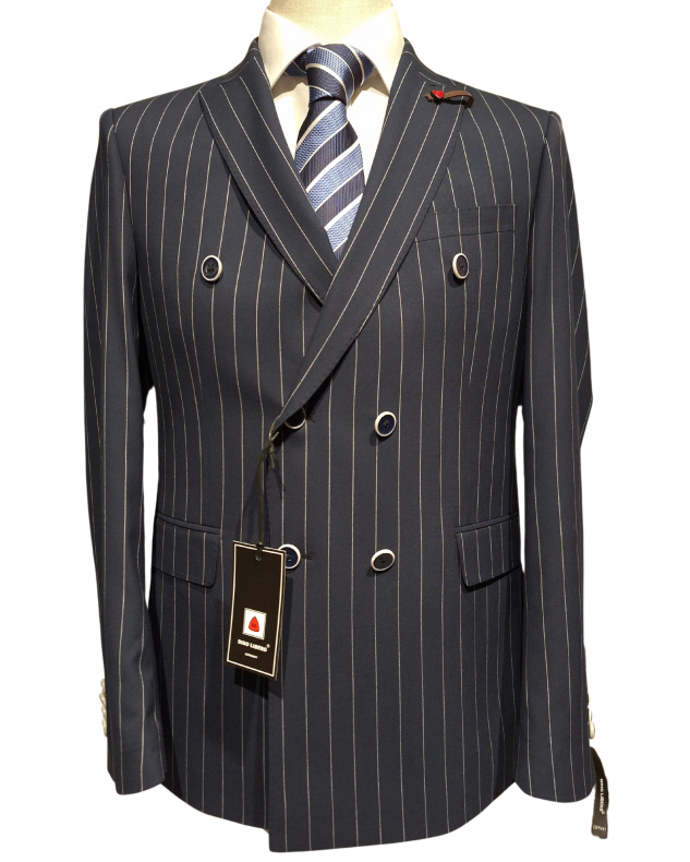 Κοστούμι 2PCS DINO LIBERO Double Breasted 6x2 Stripe Slim Fit Blue