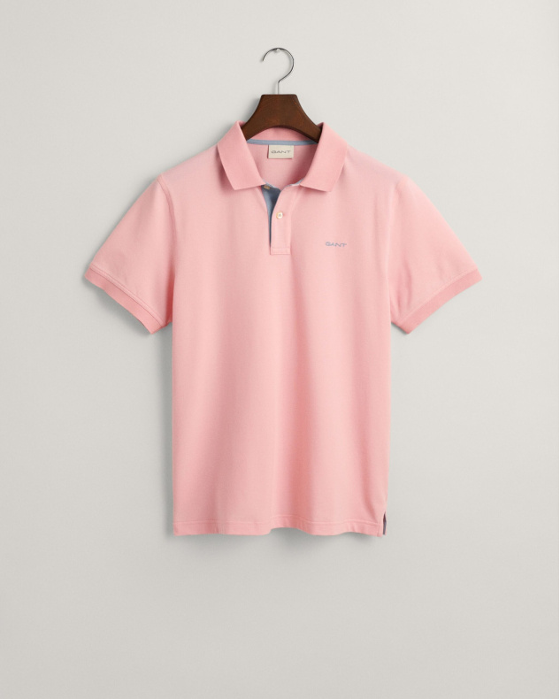 Μπλούζα Πόλο GANT Regular Fit Contrast Collar Piqué Bubblegum Pink